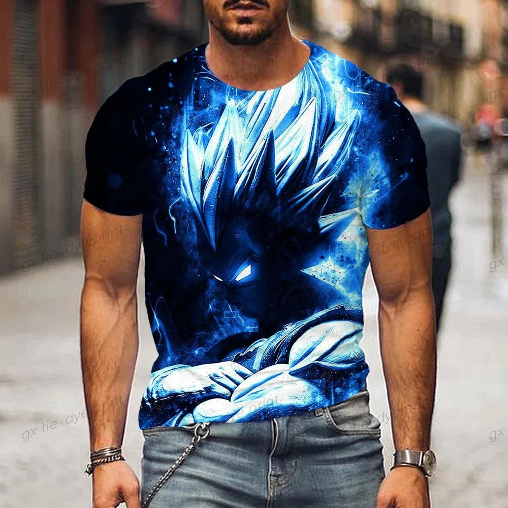 프린트 티셔츠 Dragon Ball Z 탑 Vegeta Goku New Gym 대형 남성 streetwear Anime Tshirt Valorant 아동복 2024