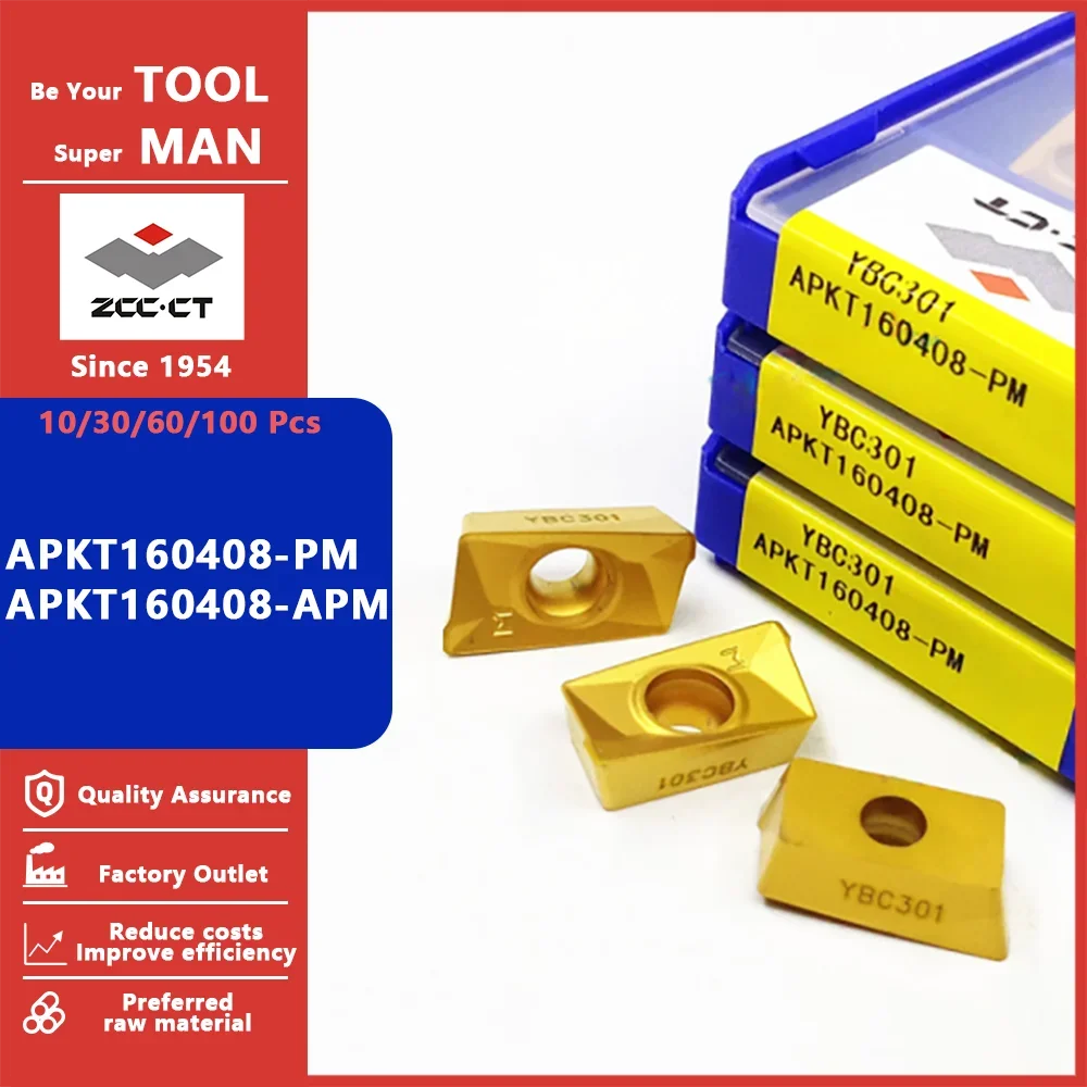 

ZCCCT Original APKT160408-APM APKT160408-PM Milling Carbide Insert Blade APKT 160408 APM PM Lathe Turning Cutting Tool