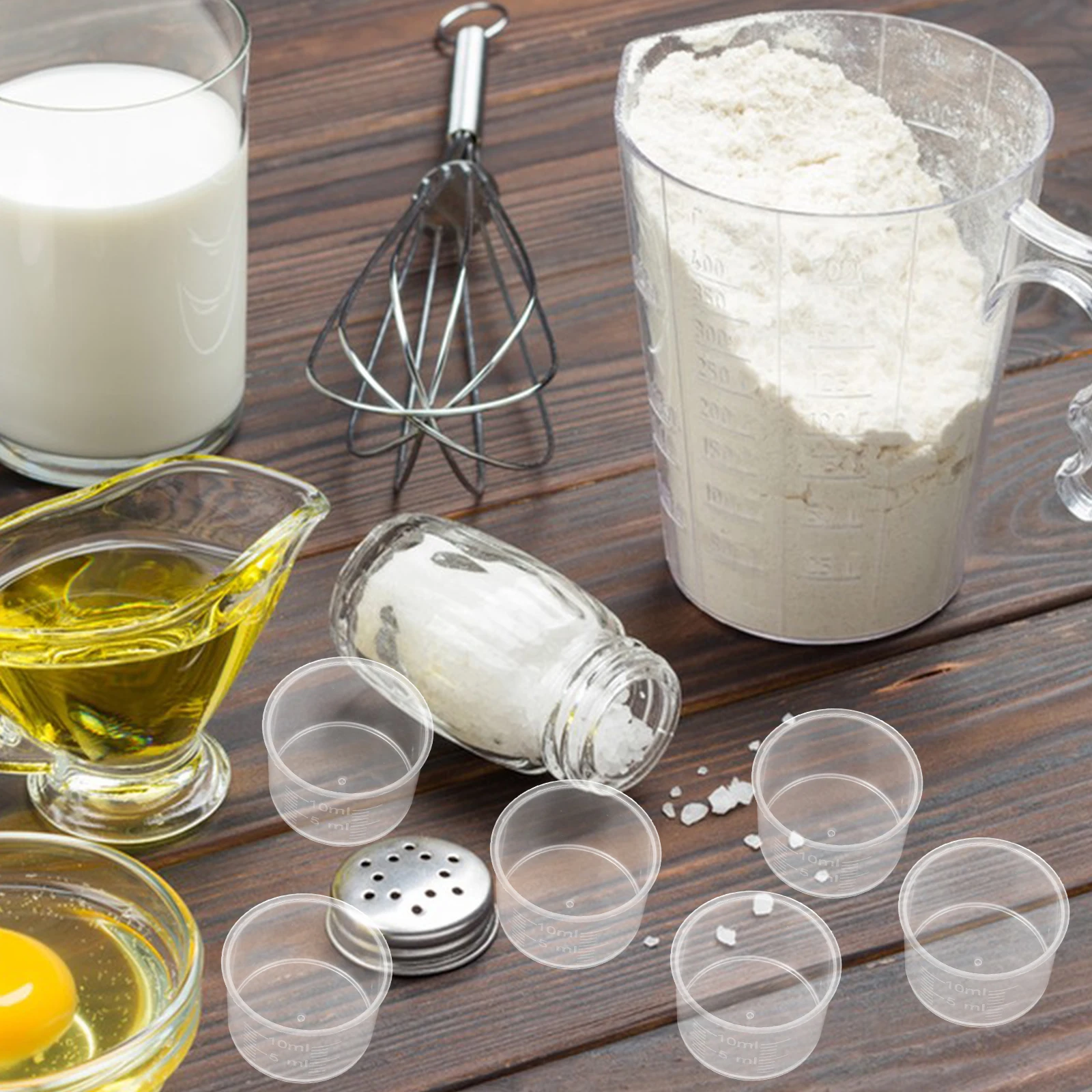 

200pcs Plastic Measuring Cup 10Ml Small Capacity Liquid Kitchen Graduated Cup For Milk Honey Sauce Baking Mixing Transparent