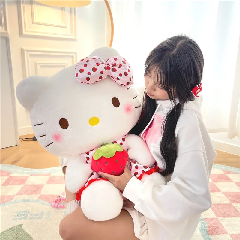 30/40/50cm Kawaii Sanrio Hello Kitty Doll Plush Toys Strawberry Grape Cat Doll Girl Bedroom Decoration Pillow Cute Cartoon Gift