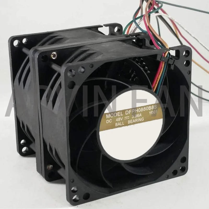 Supercharging Fan DFPH0880B8S 8080 8cm DC 48V 3.96a Dual Motor Server Car Booster High Speed Fan