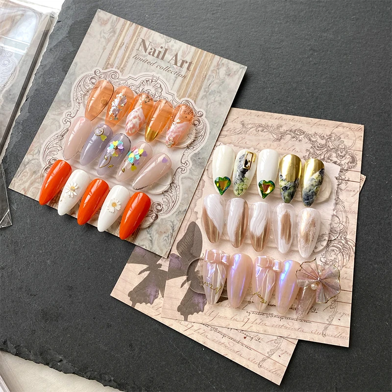 8 PCS Press-On Nail Packaging Display Handmade False Nail Design Swatch Show Card Manicure Sample Display Salon