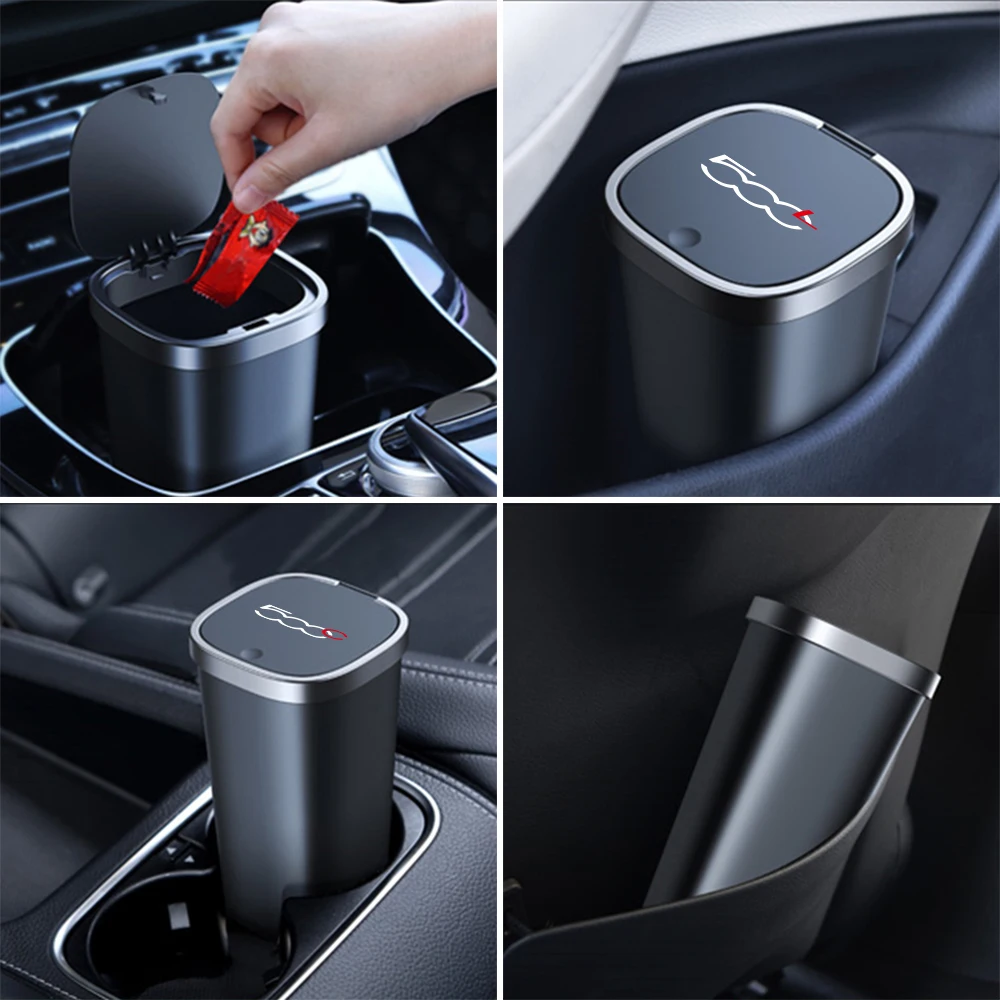 Pressing Type Car Trash Bin Garbage Storage Can Dust Case Auto Interior Accessories For Fiat 500 500C 2012 500X 500L Abarth 695