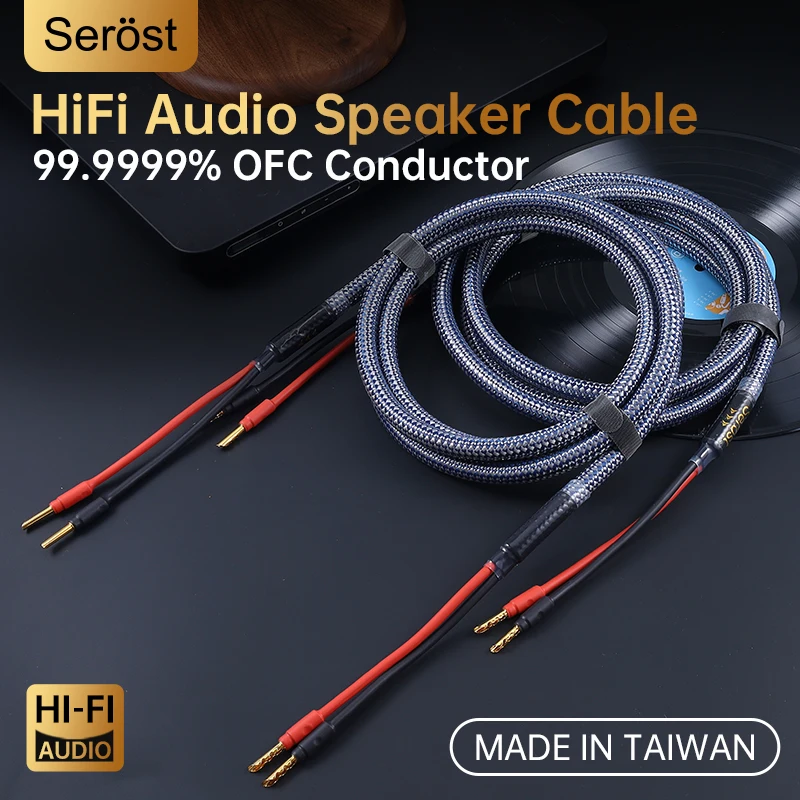 

Serost HiFi 99.9999% OFC oxygen-free copper Speaker Cable With Banana Plug For HiFi System Amplifier Speaker Cable One Pair