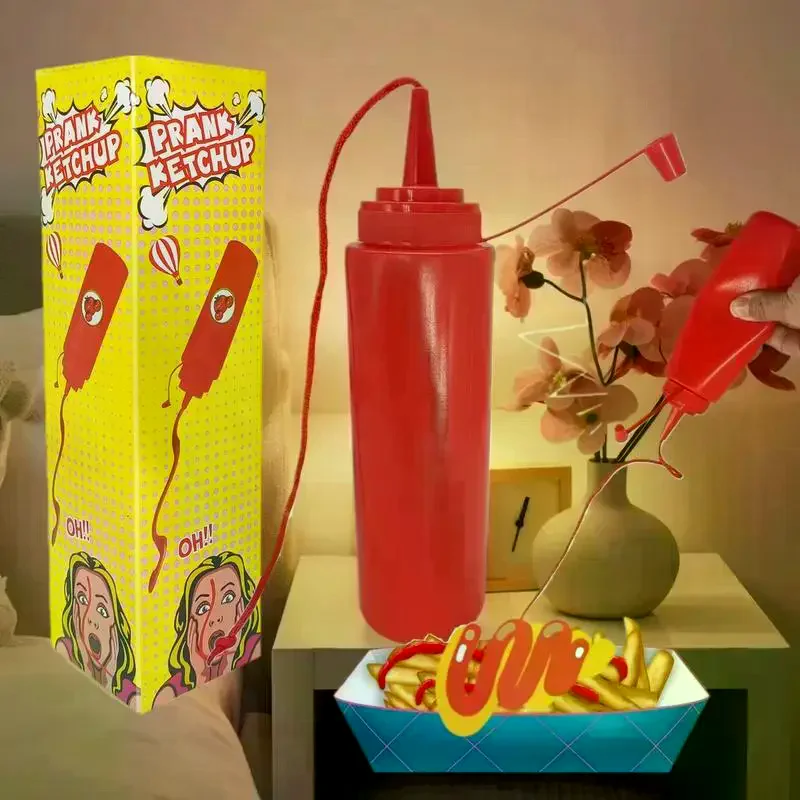 Prank Ketchup Bottle Squirt Toy; Hilarious Simulation Magic Props For Fool's Day Tricks