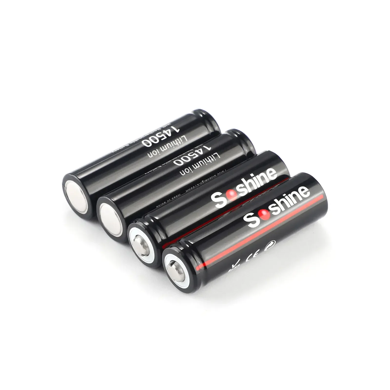 Soshine 4PC 14500 AA Li-ion Battery 3.7V 900mAh Rechargeable Battery Lithium Batteries 1000 Times for LED Flashlight Calculator