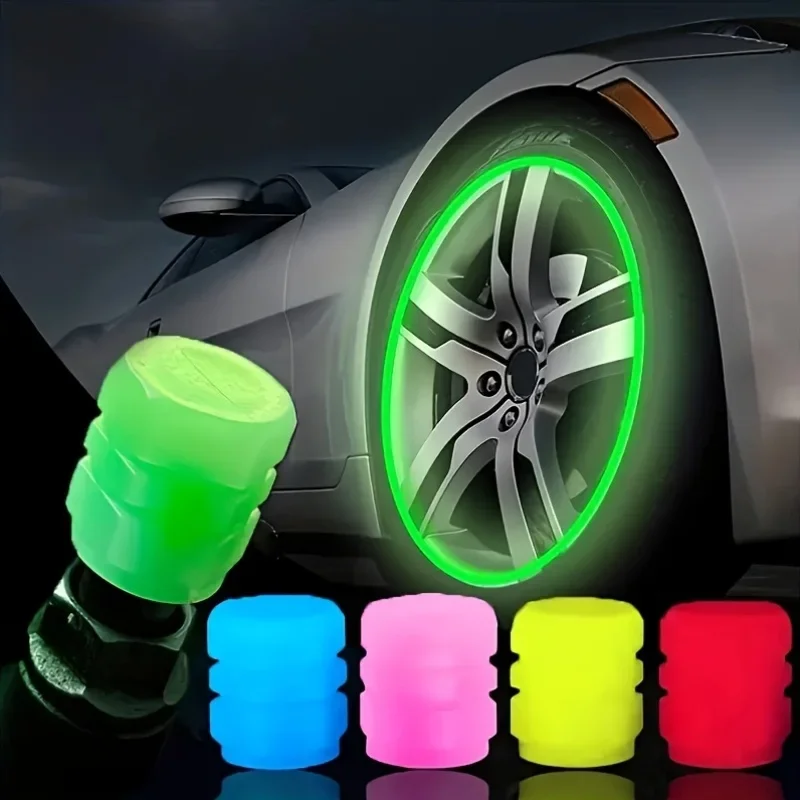 For Maserati 4pcs Luminous Valve Stem Cap, Universal Car Fluorescent Valve Stem Cap, Luminous Valve Stem Cap view 2
