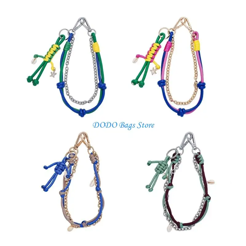 

E8FB Contemporary Bag Pendant Charm For Jeans Bags And Keys PU Rope Design Decorative Ornament Keychain Decors Accessories