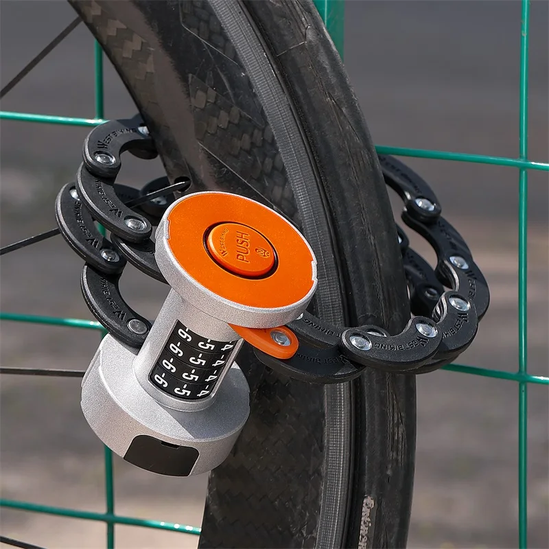 WEST BIKING lucchetto pieghevole per bicicletta Password chiave di sicurezza antifurto lucchetto portatile per bici addensato accessori per ciclismo