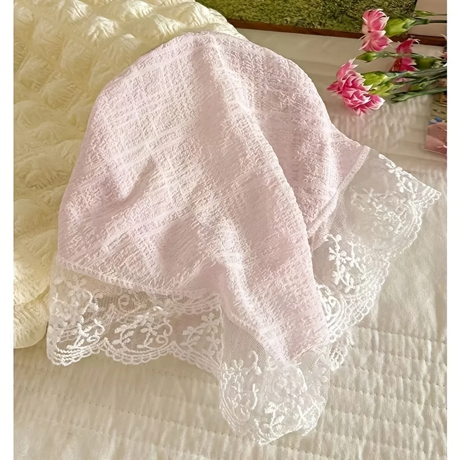 2pcs Gentle Wind Cutout Lace Head Scarf Triangle Scarf