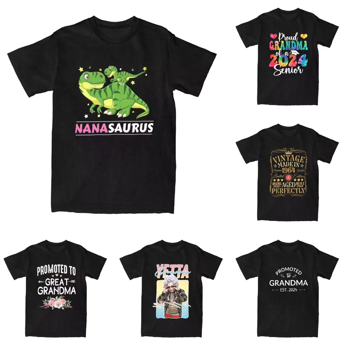 Men Women's T-Shirt Nanasaurus Funny Grandma T-Shirts Harajuku Nana Dinosaur Summer Tees Y2K Casual Cotton Tops Birthday Present