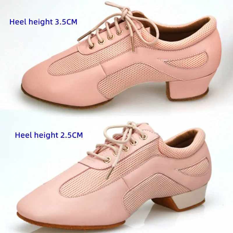 Pink Professional Women Latin Dance Shoes Ballroom Soft Sole Mesh Women Tango Jazz Salsa Shoes Ladies Non-Slip Dance Sneaker