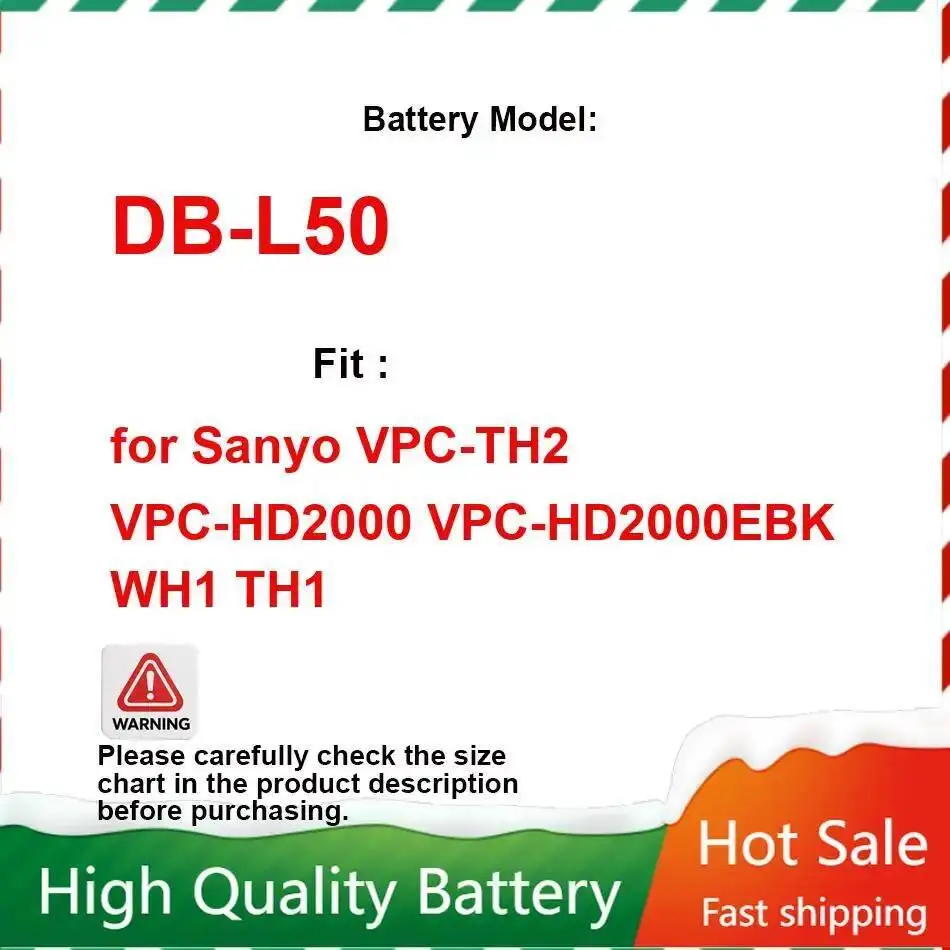 

Прочный аккумулятор 2000 мАч для камеры Sanyo Vpc-TH2 Vpc-HD2000 Vpc-HD2000EBK WH1 TH1 DB-L50