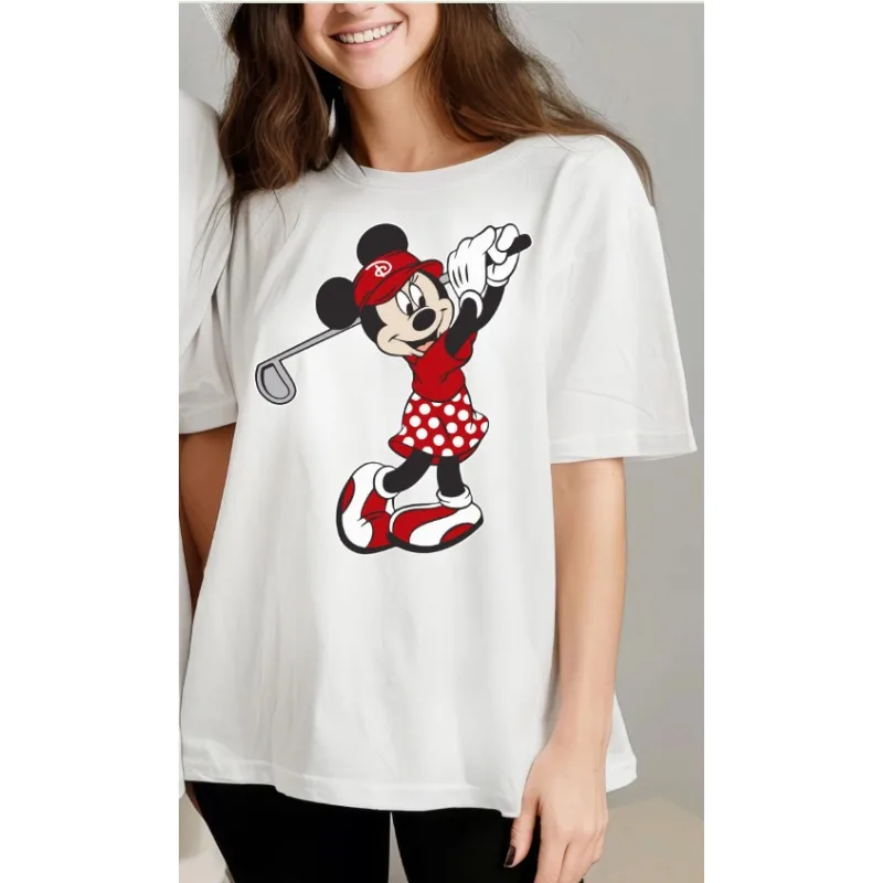 

Футболка с принтом для гольфа Disney с Микки Маусом, женская одежда с короткими рукавами для мальчиков, семейная одежда для родителей и детей, детская одежда для девочек
