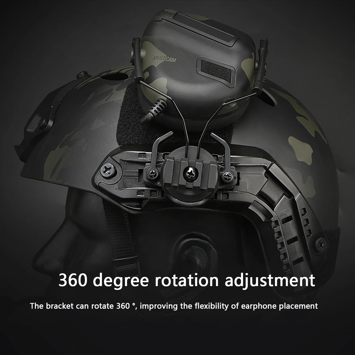 Tactical Rail Mounts Headset Fast Helmet Rail Adapter Headset Holder Shooting 360 Rotation Airsoft Helmet Rail Bracket