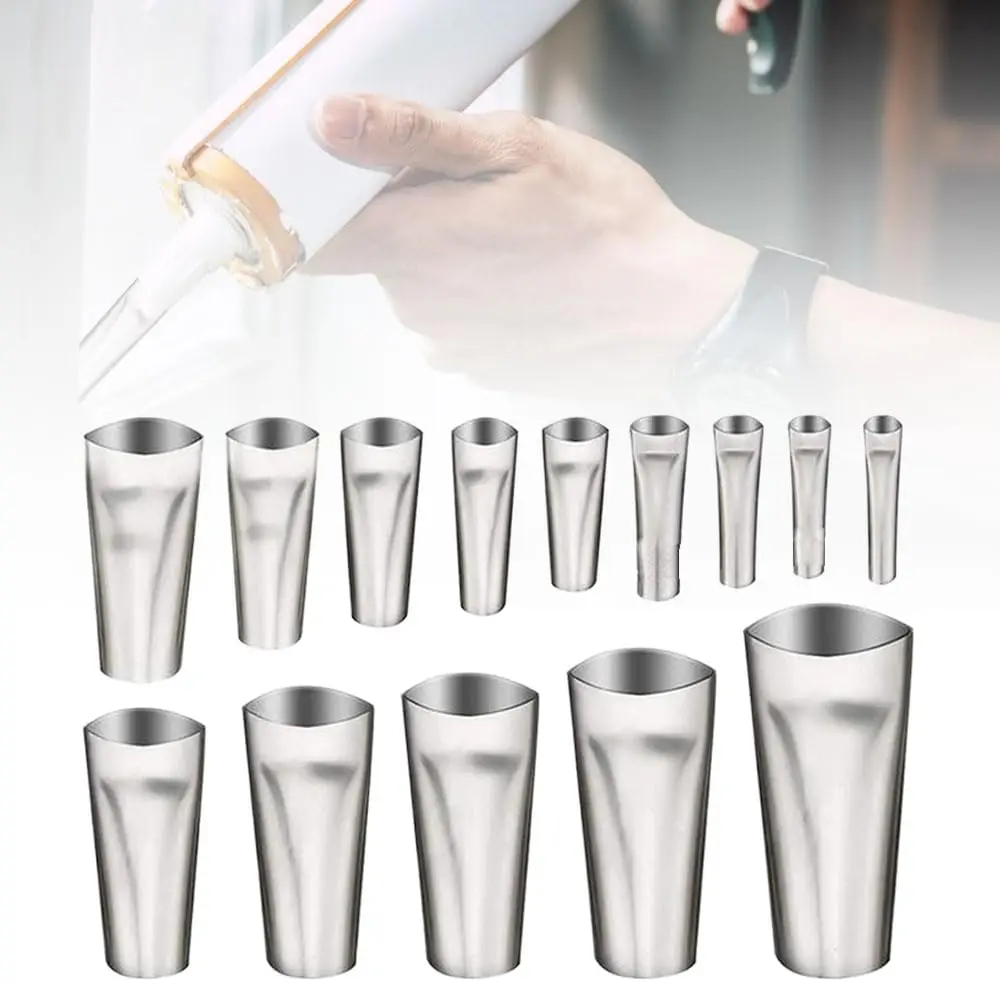 Stainless Steel Nozzles, Universal Integrated Rubber Nozzle Tool Kit, Various Sizes Cartridge Tips Transparent Silicone Nozzles