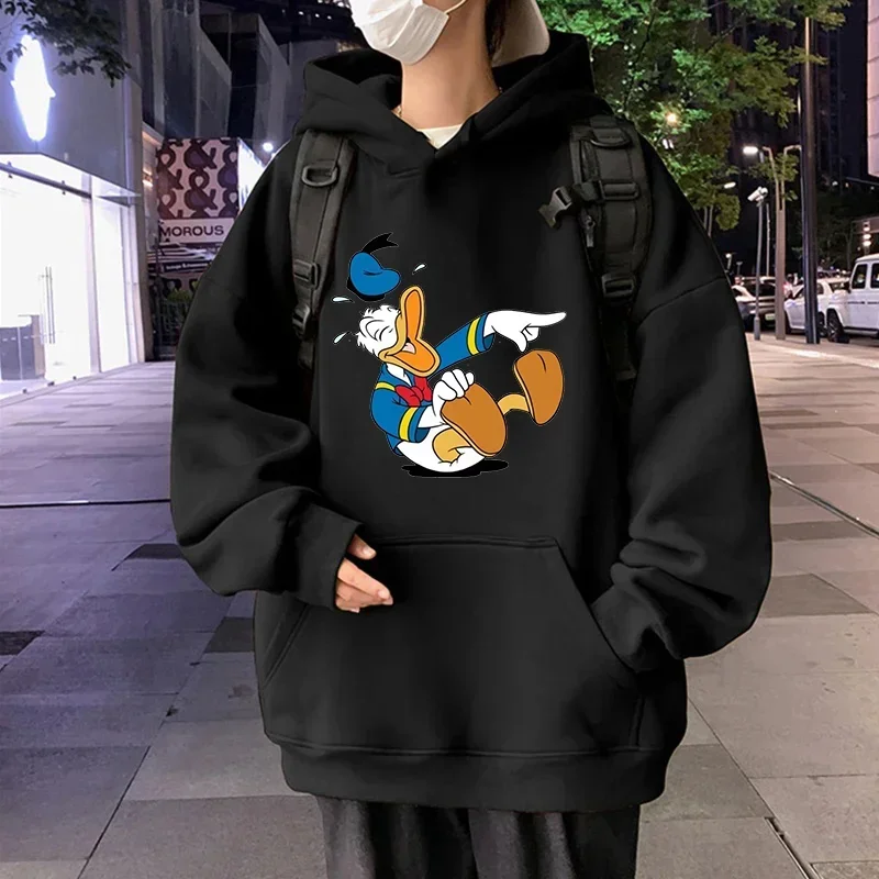 Disney Men Hoodies Donald Duck Cartoon Anime Print Graphics Streetwear Casual Fashion Autumn Winter Comfortable Pullover