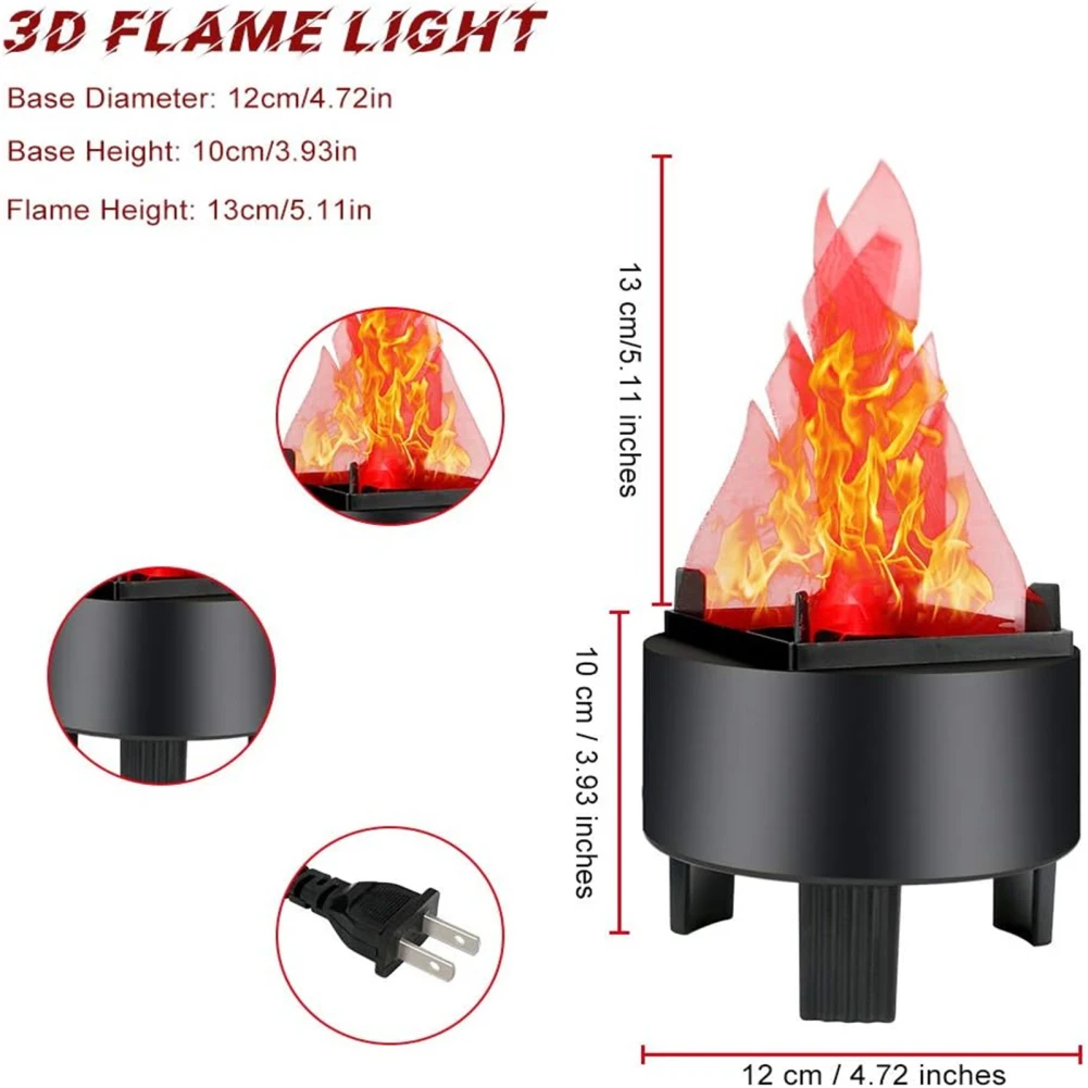 Lampe de table électrique en fausse flamme scintillante artificielle, feu de camp 3D, Halloween, fête de Noël, 110V, 220V