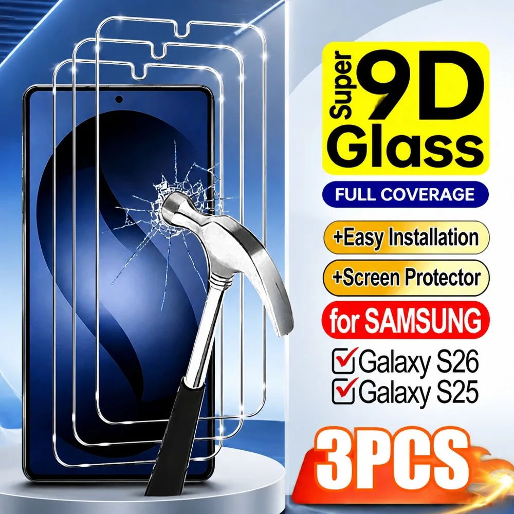 3PCS Tempered Glass For Samsung Galaxy S26 Ultra S26+ S26 S26 FE Screen Protector For Samsung Galaxy S25 Ultra S25+ S25 S25 Edge