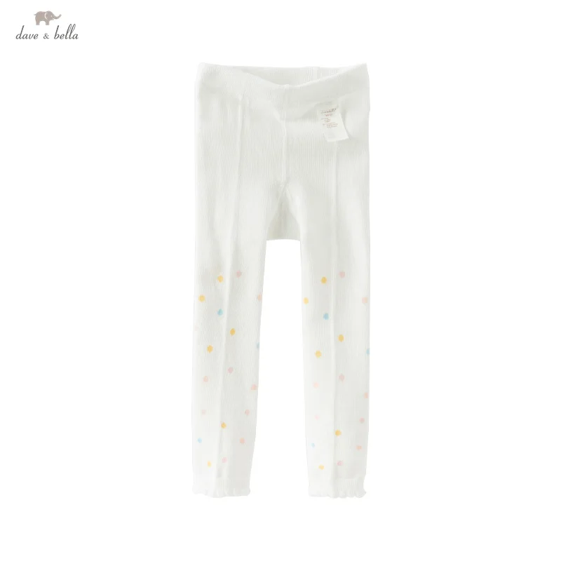 Dave Bella Girl Baby Leggings 2025 Spring Children's Elastic Pantyhose Sweet Cute Polka Dot Stockings Party Outdoor DB1250949