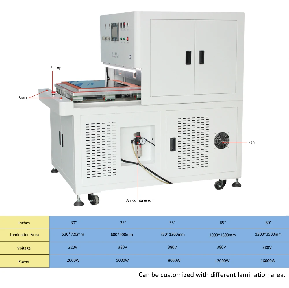 Large size 32/40/55/60/65 inch TV Led Airplane Screen Automatic Vacuum Laminator OCA SCA Lamination Machine