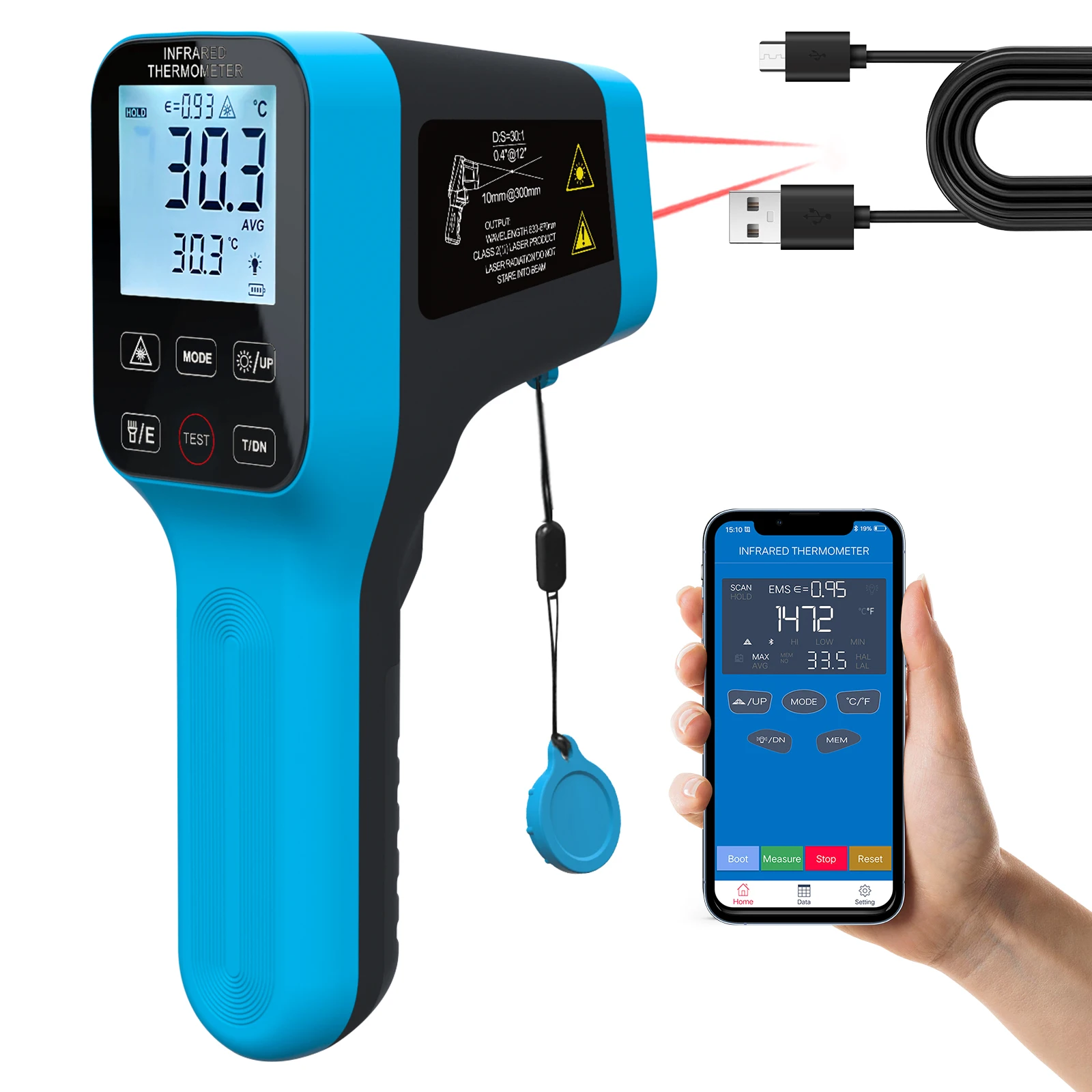 HoldPeak Non-Contact Infrared Thermometer HP-1600 Intelligent Remote Precision Thermometer APP Interconnected Multifunctional