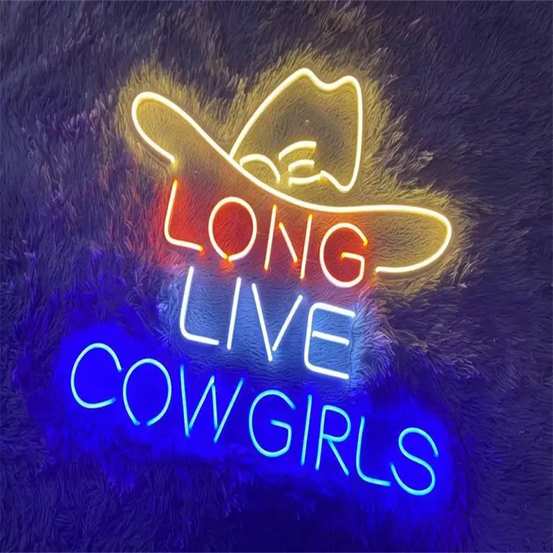 

Long Live Cowgirl Neon Sign Word Art Wall Decor Cowgirl Lover Gift Room decor lampara de neon Led light hanger неоновая вывеска