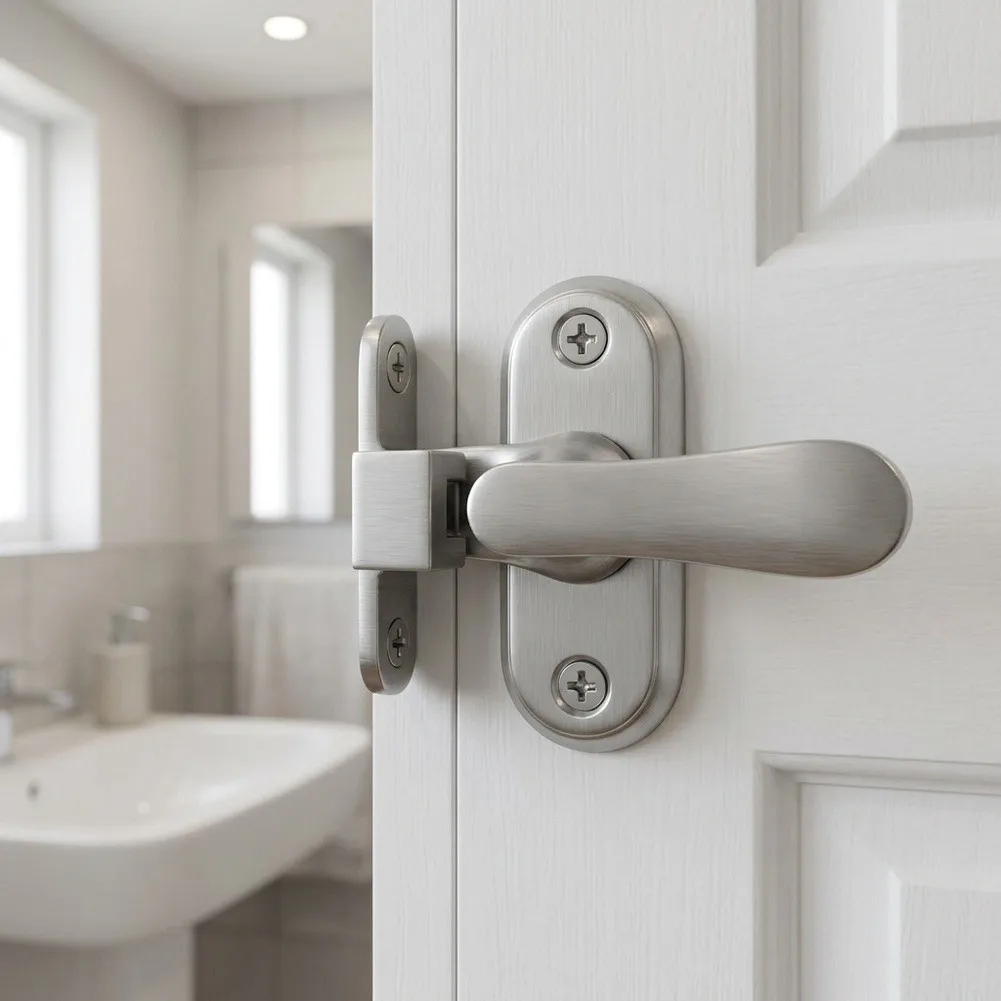 Rotating Lever Latch Lock for Barn Doors Stainless Steel Matte Black Brushed Nickel For Double Mechanical Snap