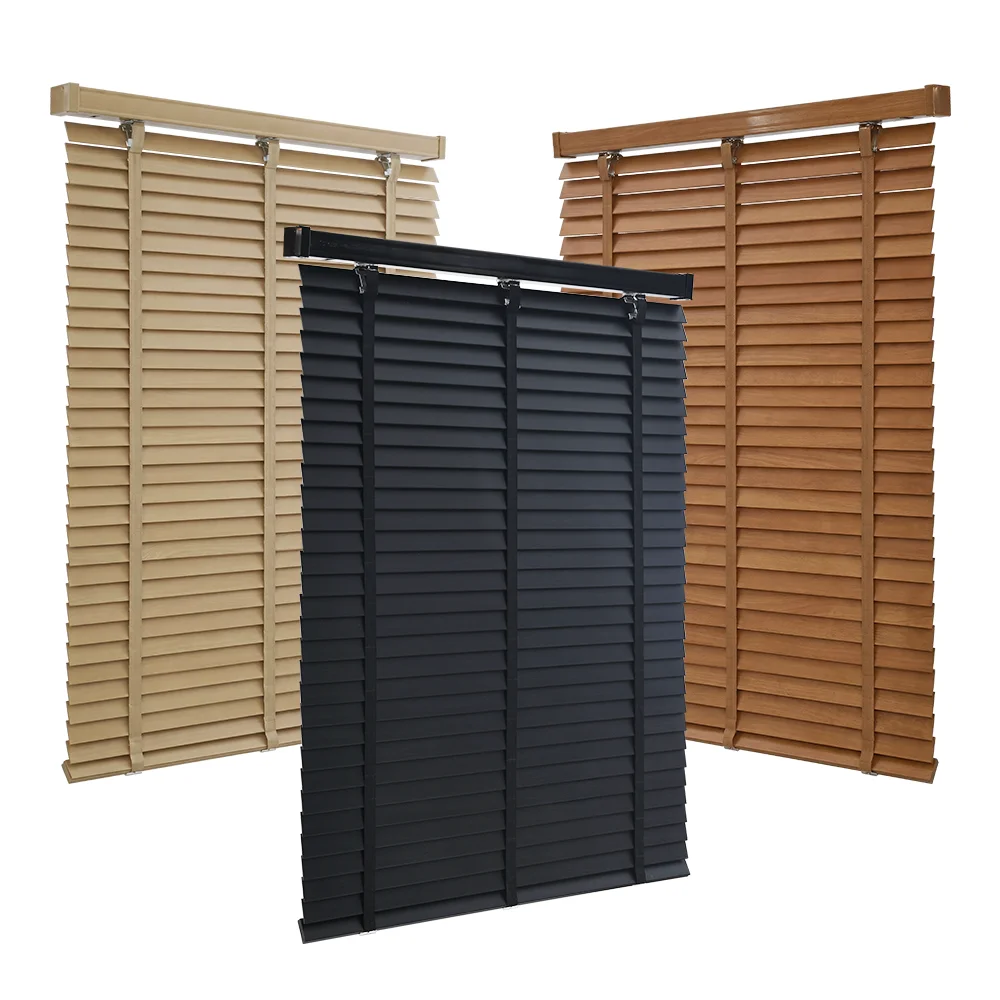 

Premium Faux Wood Blinds Waterproof Moisture Proof Anti Warping Thermal Insulated Wooden Look Venetian Blinds for Home Kitchen B