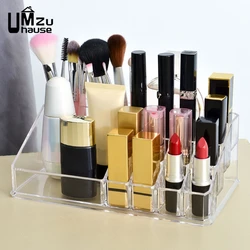 Acrylic Makeup Lipstick Box Cosmetic Brush Holder Nail Polish Clear Divided Display Case Lip Gloss Storage Bin Dresser Organizer