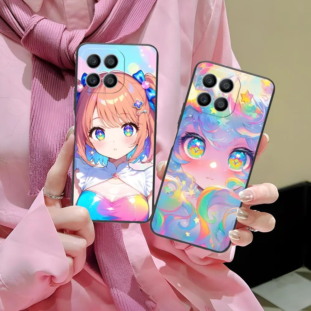

Kawaii Pink Anime Girl Phone Case for Honor 90 80 70 60 50 30 20 10 9 8 7 Pro S SE Lite 5G Colour Printing Protective Cover