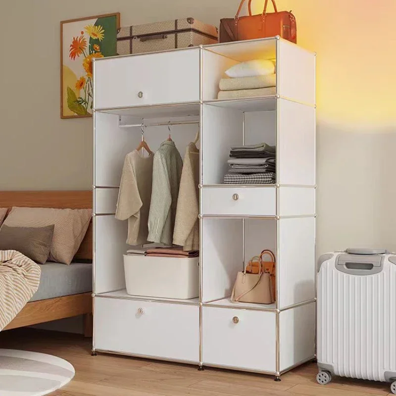 Module Wardrobe Floor Coat Rack Household Small Apartment Stainless Steel Hanger Bedroom Storage Living Room Cabinet Closet