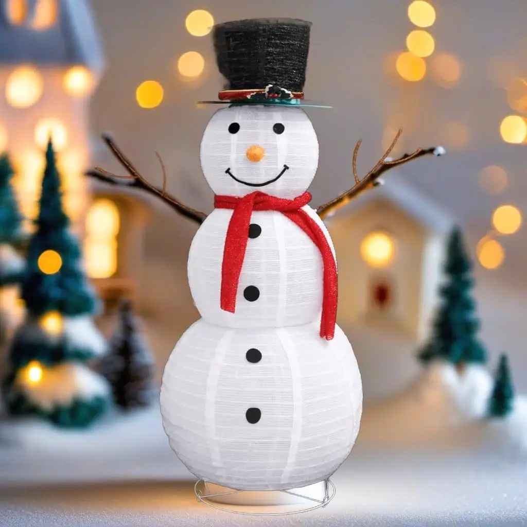 

4ft Decorative Christmas Snowman Figure - Luxurious Fabric Holiday Ornament