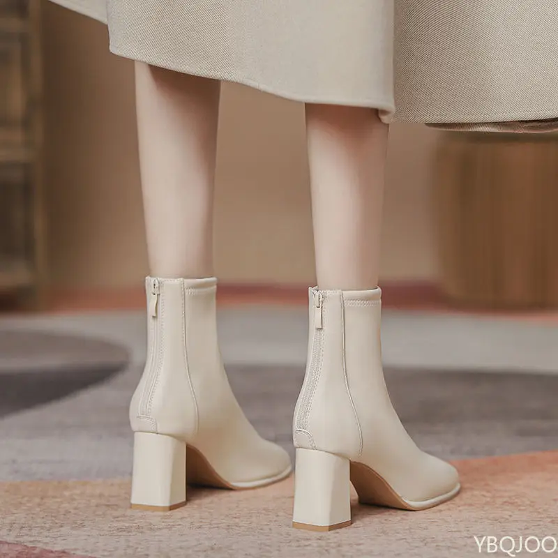 New Fashionable Versatile Pointed Middle Top Coarse Heel Women's Boots Elegant Simple Retro Comfortable Women's Boots