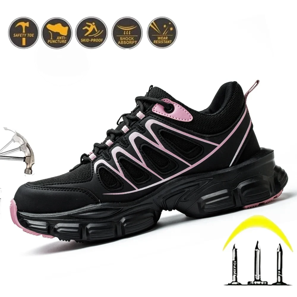 Fashion Safety Shoes Women Work Sneakers structured Shoes pneumatic-Proof Protective Shoes Work Boots Steel Toe Shoes