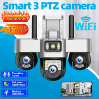 15MP HD Wifi Security Camera Smart 3 PTZ Lens 3 Screen Color Night Vision 10X Zoom Cameras Human Detect CCTV Security Protection