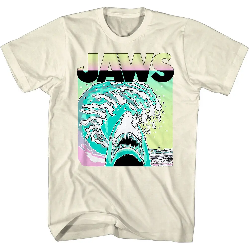 Jaws Neon Waves Men'S T Shirt Shark Movie Poster