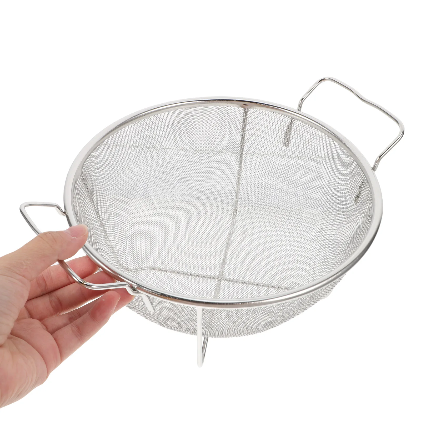 سلة مصفاة شبكية دقيقة من الفولاذ المقاوم للصدأ لغسل المطبخ والأرز والخضروات وعاء تصفية لتصريف الفاكهة ومقبض أذن مزدوج #6