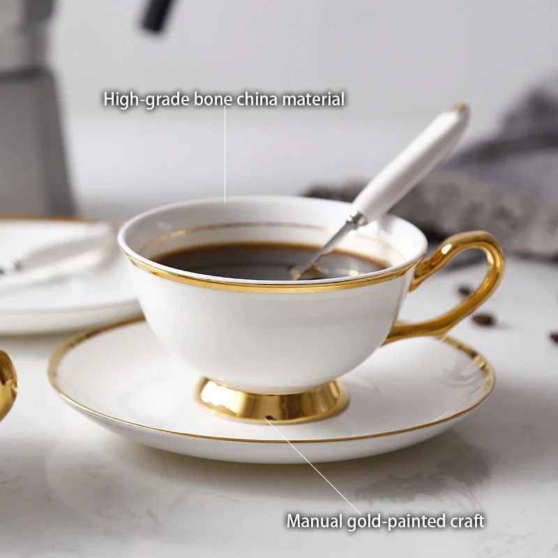 Gold Inlay Bone China Tea Set Europe Ceramic Coffee Set Porcelain Tea Cup Pot Teapot Teacup Sugar Bowl Milk Jug Ceremony Teaware