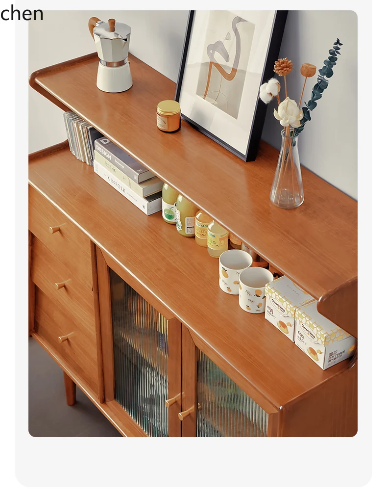 

Solid Wood Kitchen Cabinet Restaurant Storage Cabinet Household Storage Tea Water Wine Cabinet