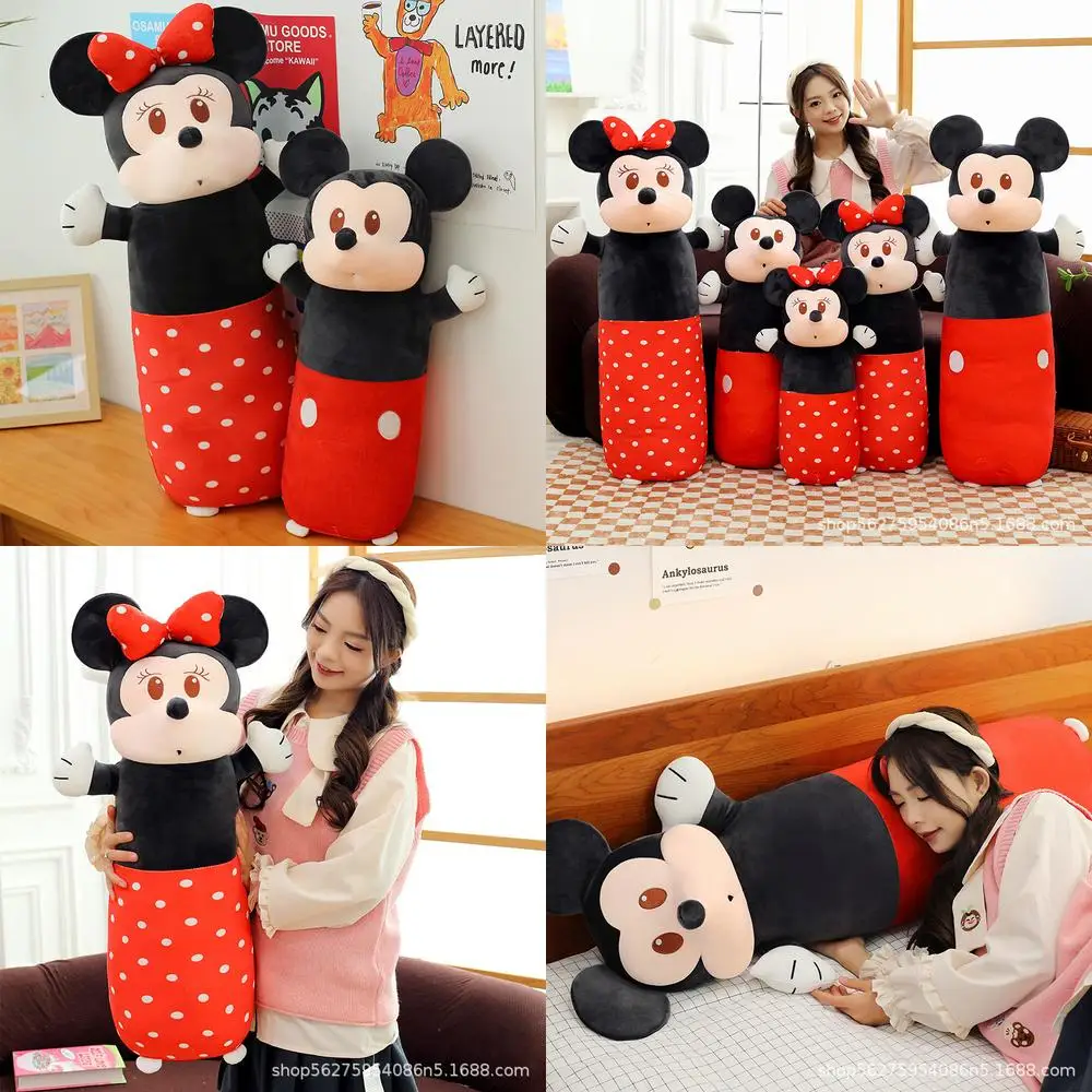 

Kawaii Mickey Plush Toy Minnie Cylinder Pillow Cute Stuffed Doll Cartoon Sleeping Buddy for Kids Birthday Gift Soft Plushie