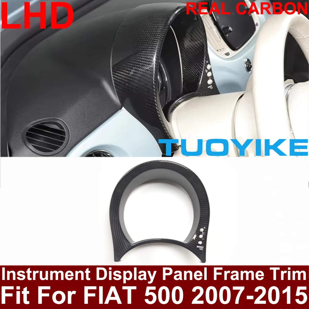 Panel Decorativo de Fibra de Carbono Real para la Consola Central del Tablero de Instrumentos, para Fiat 500 2007-15 (Volante a la Izquierda)