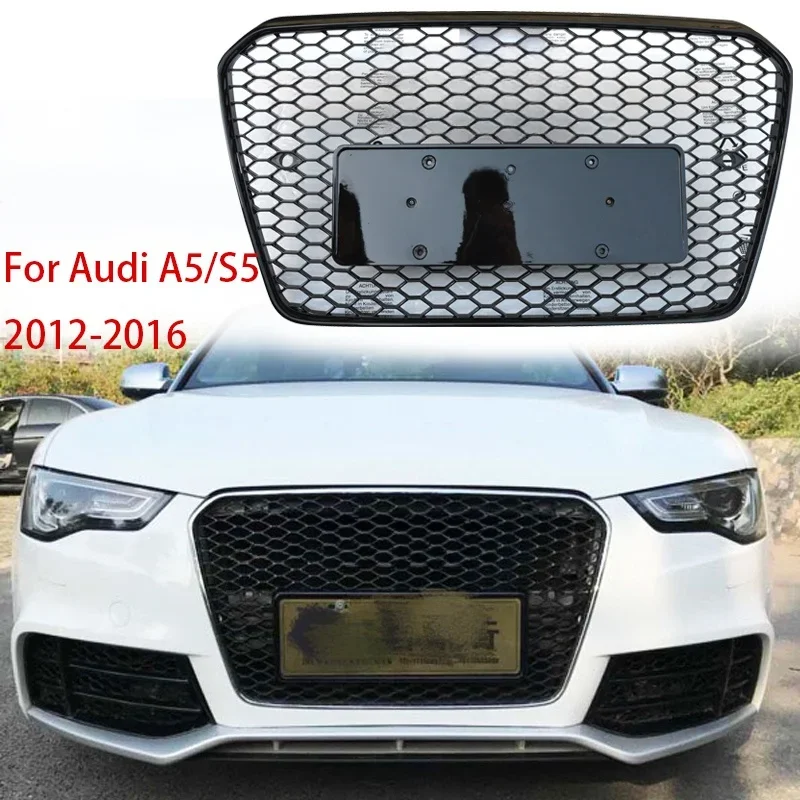 For Audi A5 modified RS5 2012 2013 2014 2016 Front bumper mesh Racing grills Grill Honeycomb Hood Cover Plate Car Accessories