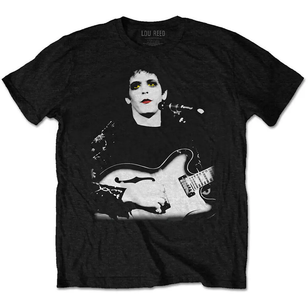 Men's Lou Reed Bleached Photo Slim Fit T-shirt XX-Large Black