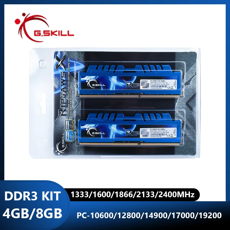 G.SKILL-KIT de memoria RAM de escritorio para juegos, KIT de 8GB, 4GB, 1333MHz, 1600MHz, 1866MHz, 2133 MHz, DDR3, DIMM, Ripjaws X