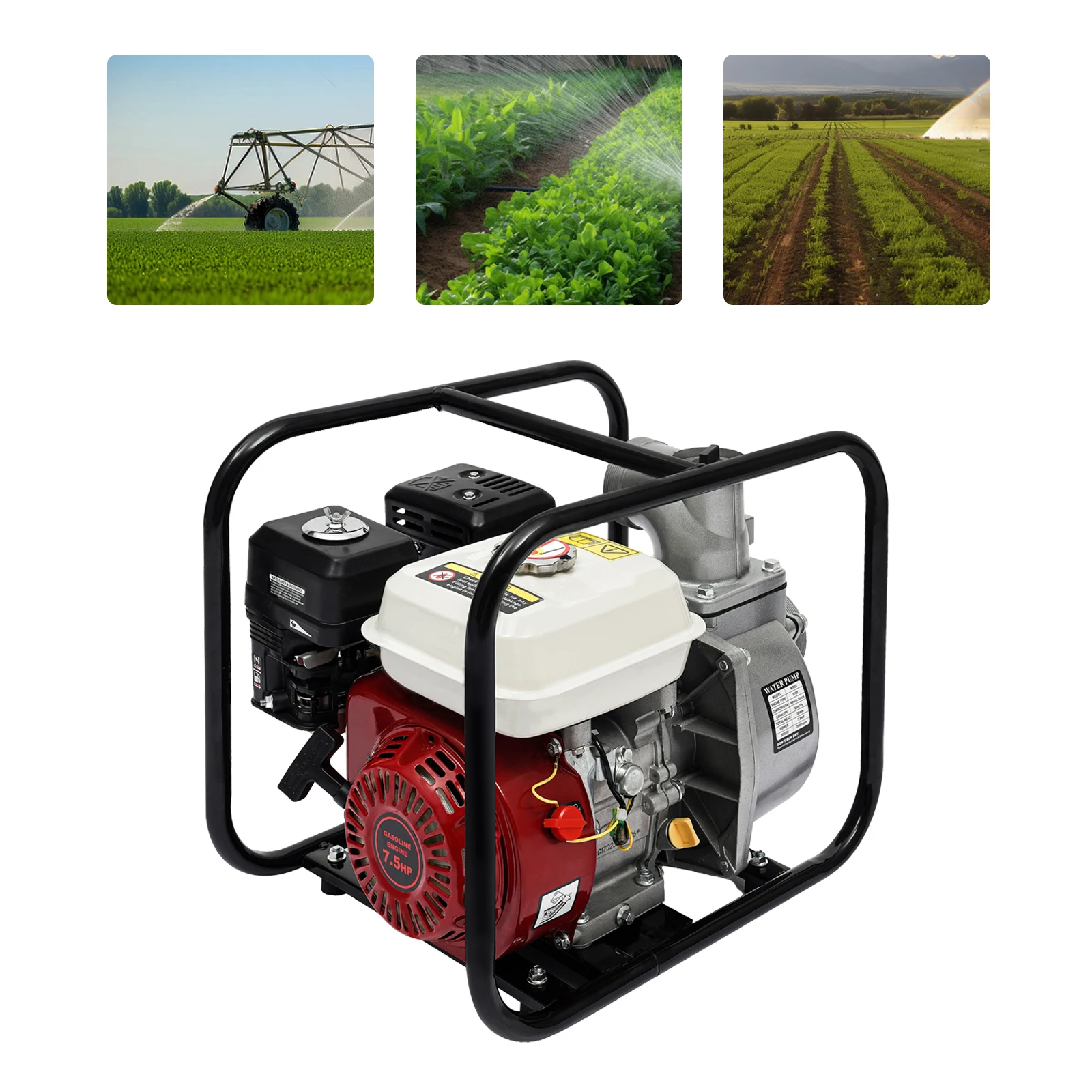 7.5HP 3inch Gasoline Powered Water Pump Water Transfer Garden Farm Irrigation Petrol Pump,Portable Engine Intake 60m3/h