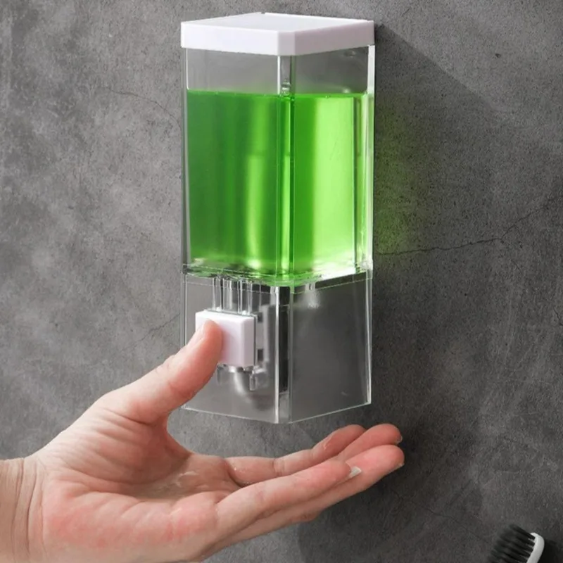 Nicht stanzende manuelle Presse-Seifenspender, Wandbehang, spurlose Paste, Desinfektionsflasche, Badezimmer, transparenter Seifenspender
