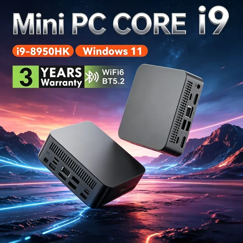 Premium elegante MINI PC Windows 11 Pro Core I9 8950HK 32GB RAM 1TB 2TB SSD WIFI 6 BT5.2 4K HD Vogue Daily Gaming