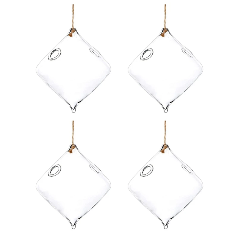 집 정원 발코니용 유리 행잉 파종기, 물 공기 식물 용기, 테라리움 캔들 거치대, 줄 로프 포함, 4 개