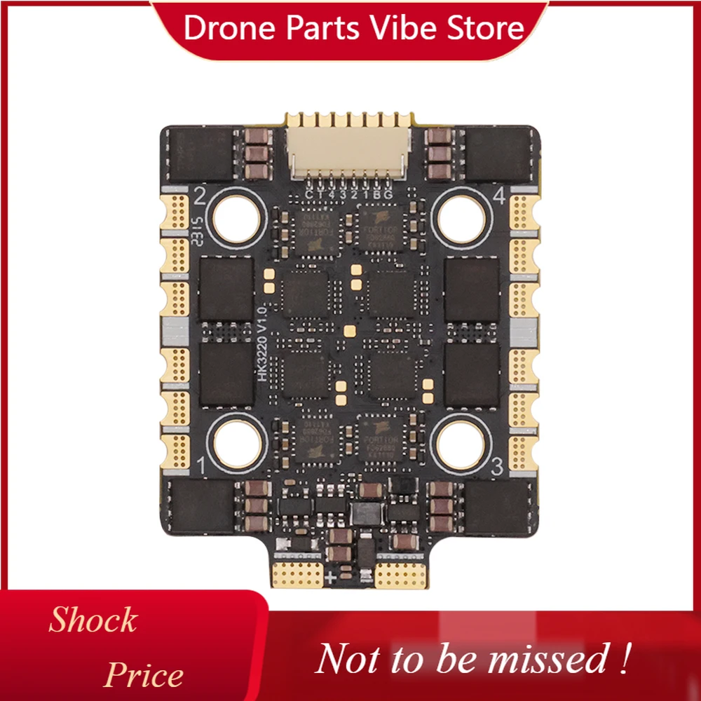 

DPHAKRC 3220 65A 4-in-1 ESC 2S-8S Low-Noise PWM Drive Real-Time Motor Speed and Temperature Monitoring for FPV Racing Drones